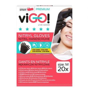 Ръкавици нитрилни черни М-L Виго, 20 броя