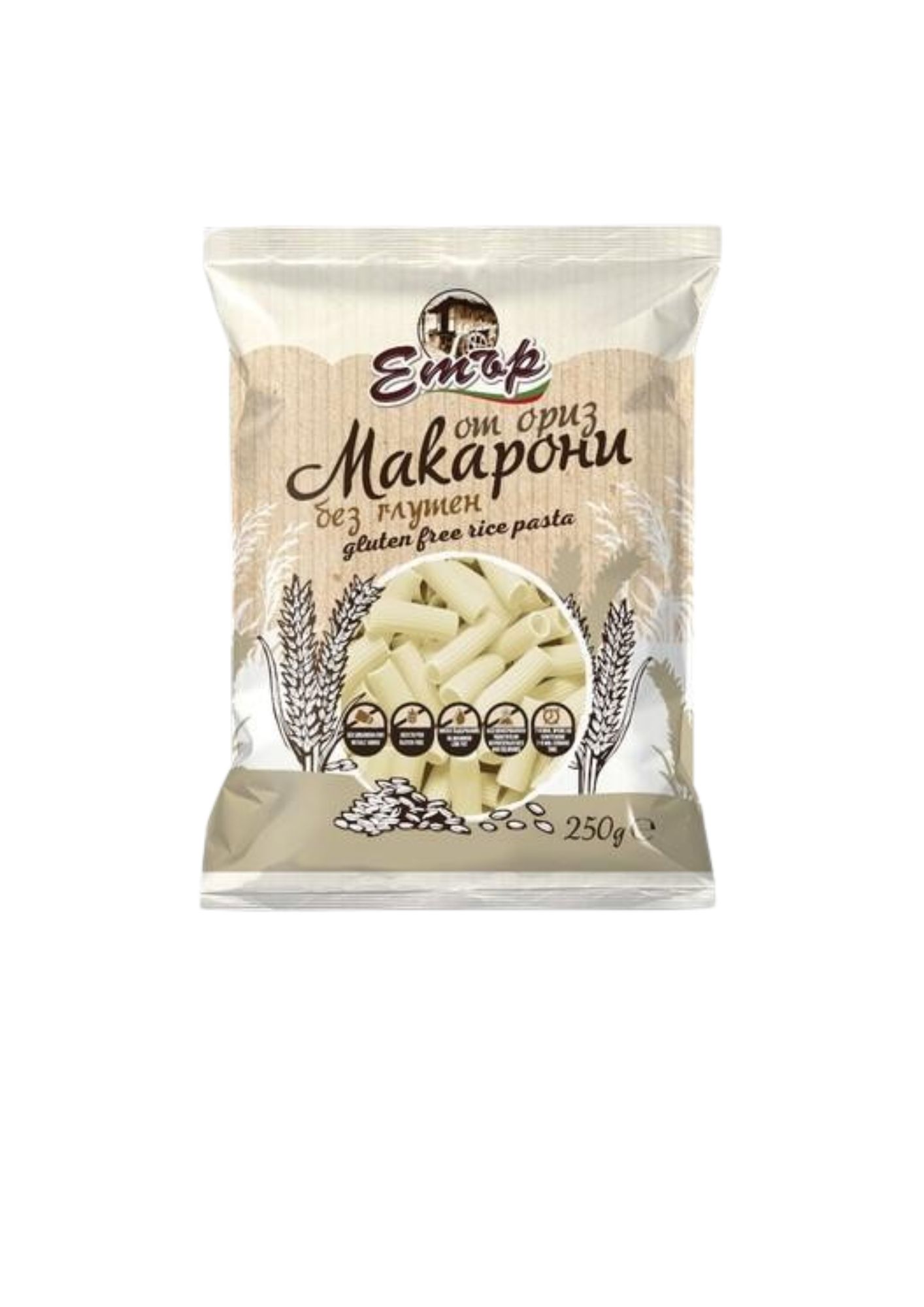 Макарони оризови без глутен Етър, 250г Макарони оризови без глутен Етър, 250г